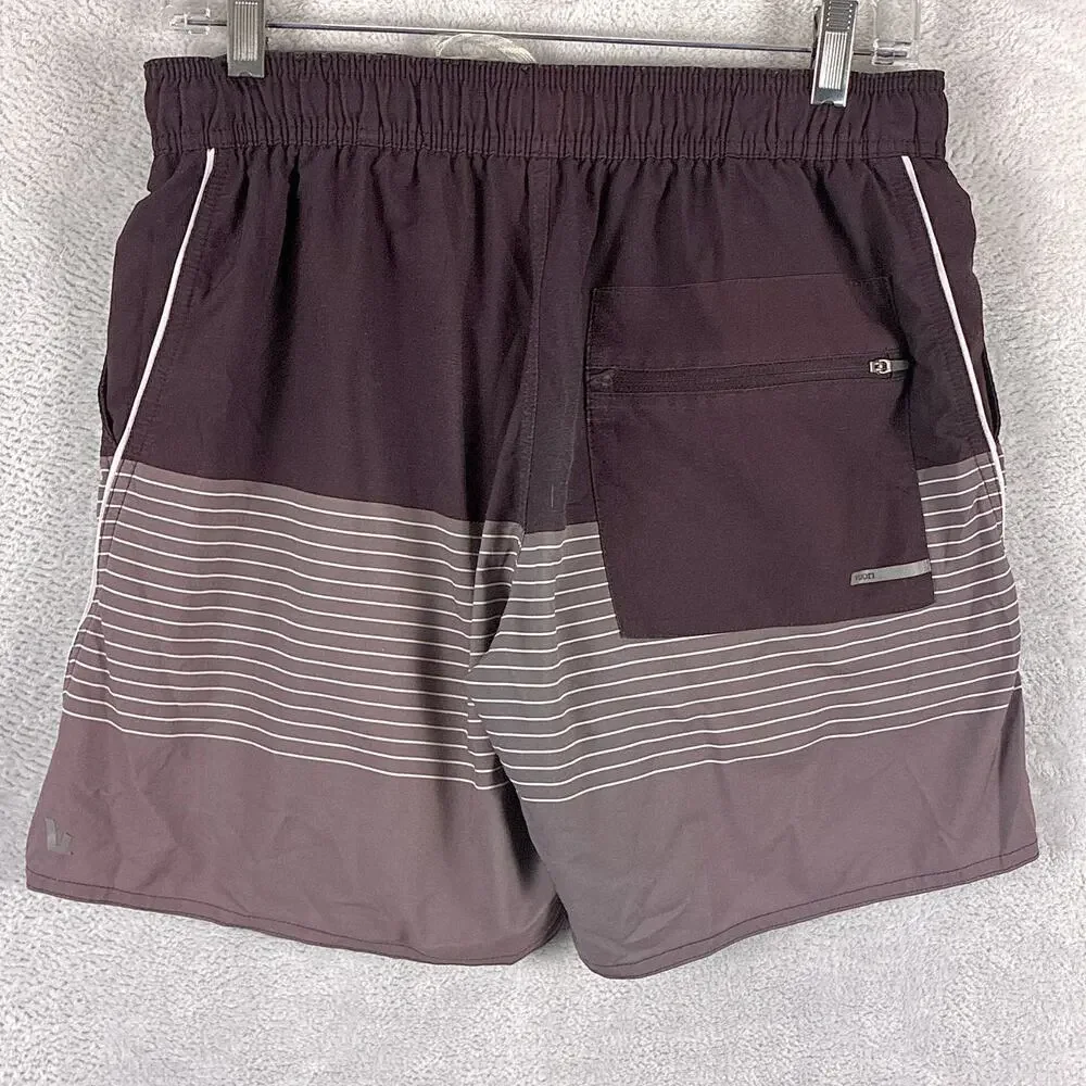 Vuori Shorts Mens S Burgundy Brown Stripe Trail Preppy Outdoors Training Workout